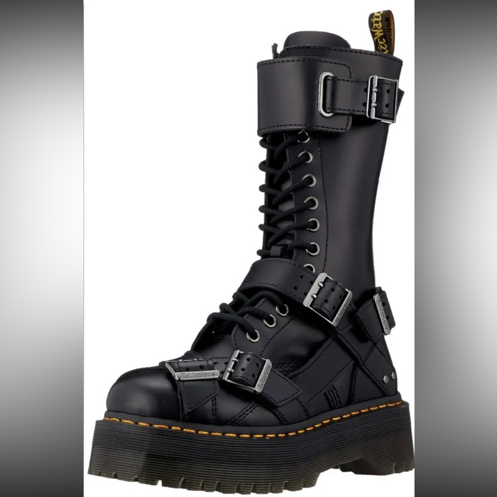 New Dr. Martens 1914 Quad Strap Thick Bottom Biker Goth Punk Retro Boots Men 10